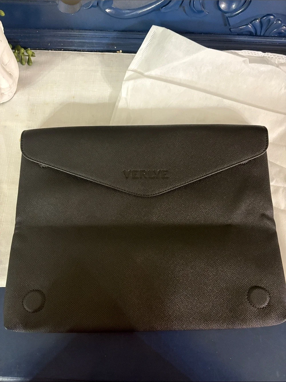 Verlye Black Laptop Envelope Clutch
